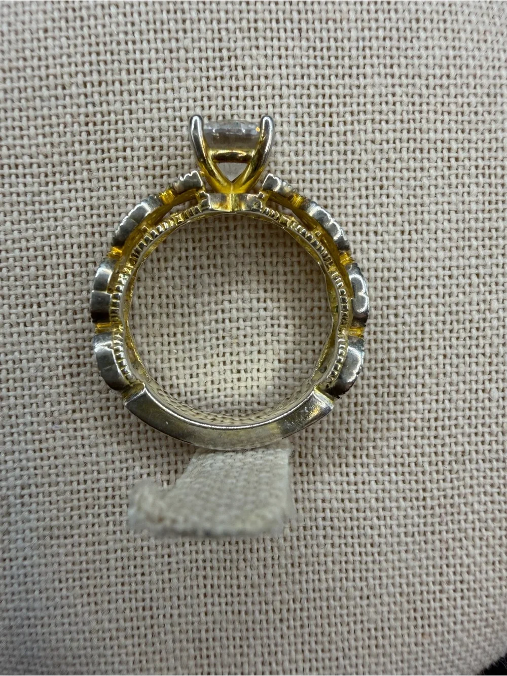 Gold & Silver Toned Cubic Zirconia S925 Ring Size 7